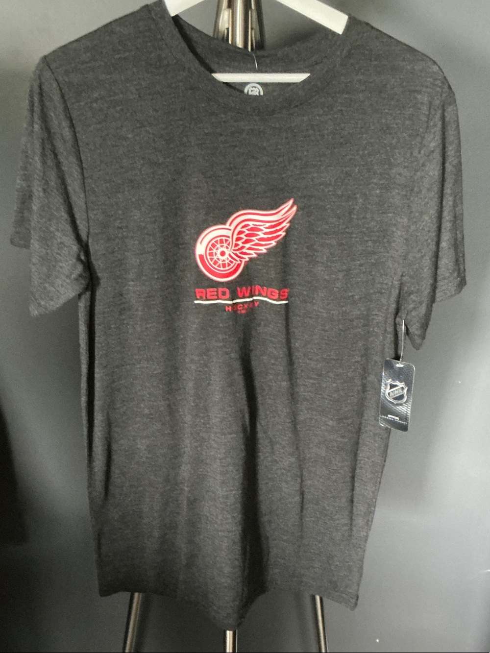 NHL Dark Gray Red Wings Short Sleeve Tee